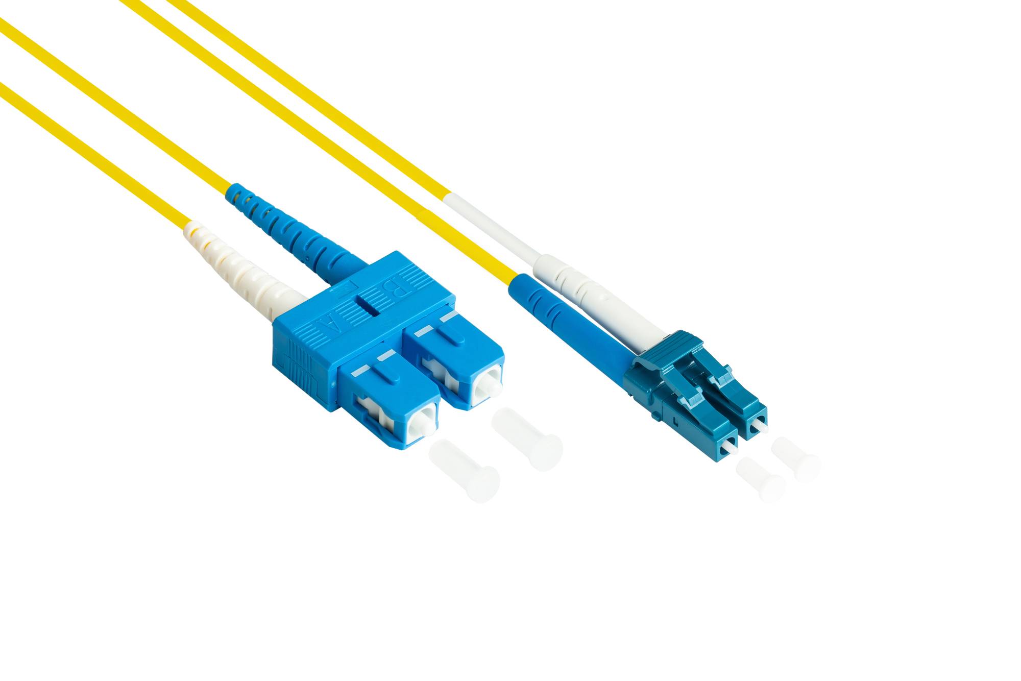 Patchkabel LWL Duplex OS2 (Singlemode, 9/125) LC/SC, LSZH, austauschbare Polarität, 30m, Good Connections®