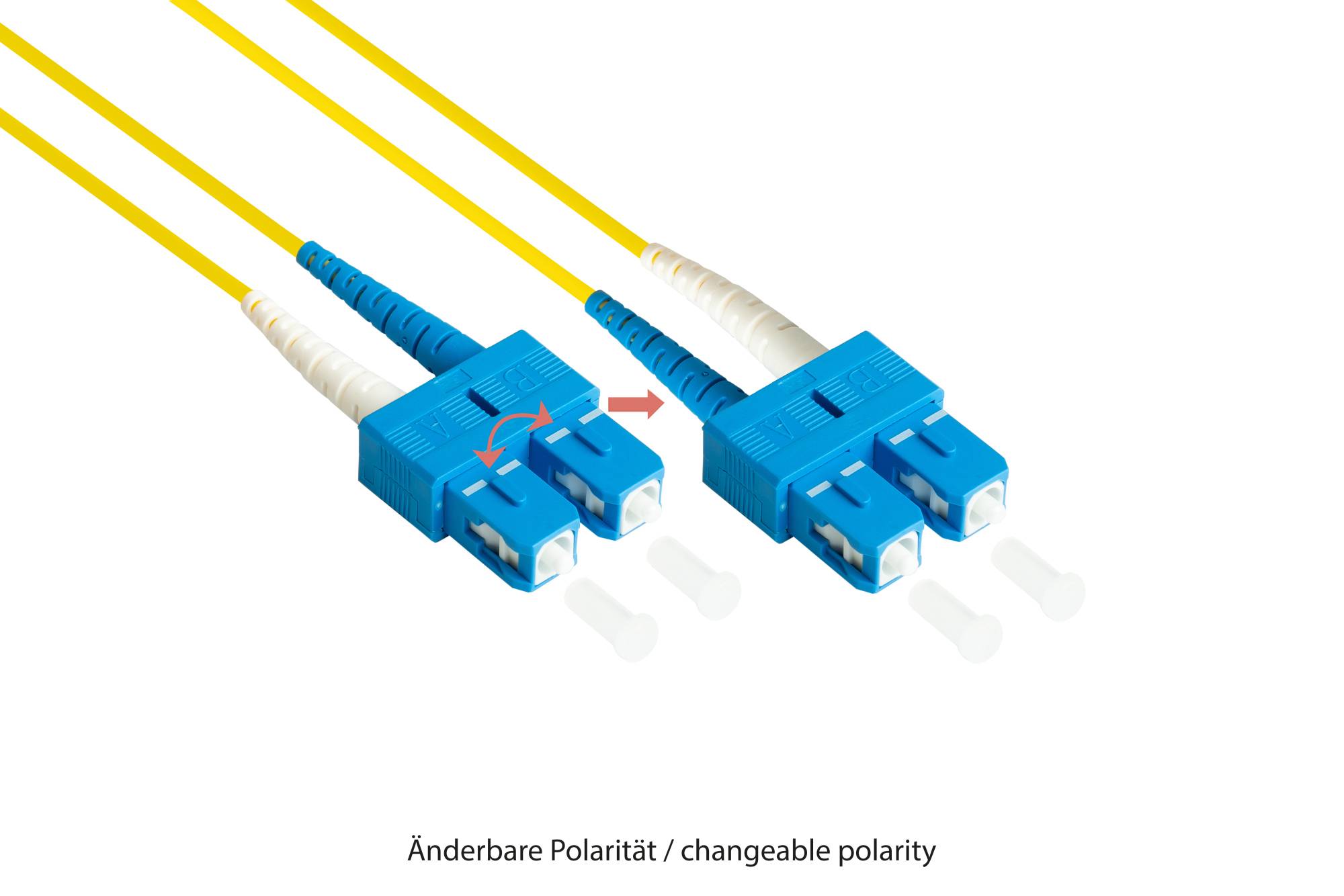 Patchkabel LWL Duplex OS2 (Singlemode, 9/125) SC/SC, LSZH, austauschbare Polarität, 0,5m, Good Connections®