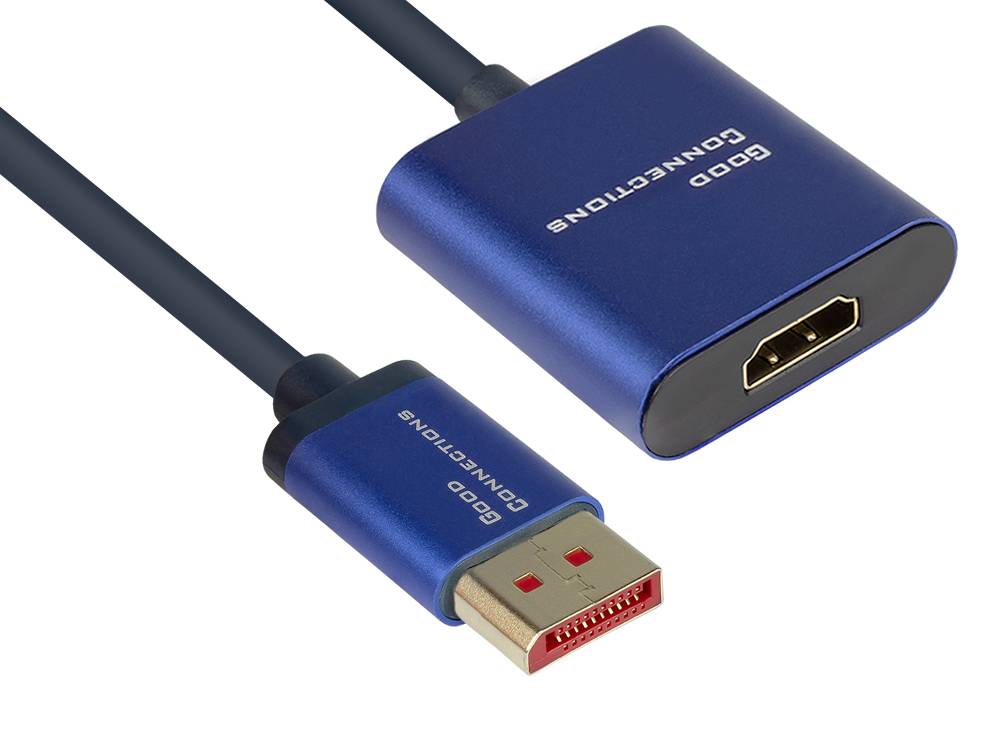 Python® Series Adapter DisplayPort 1.4 Stecker an HDMI 2.0 Buchse, 4K UHD @60Hz, Aluminium-Gehäuse, ca. 20cm, Good