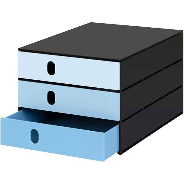 Schubladenbox styroval pro color flow 3 Schubladen geschlossen blau/schwarz