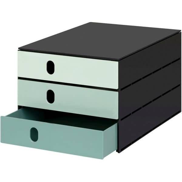 Schubladenbox styroval pro color flow 3 Schubladen geschlossen grün/schwarz