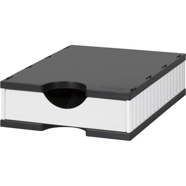 Aufbewahrungsbox styrodoc uno SET 1 Fach weiß/schwarz Schublade wie