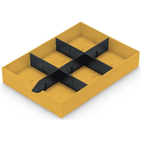 Sytem-Schublade styrodoc mit 1 Längs- und 2 Querstegen maisgelb