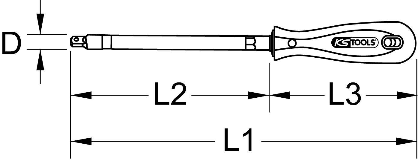 KS TOOLS 1/4" ERGOTORQUEplus Vierkant-Schraubendreher, 200mm