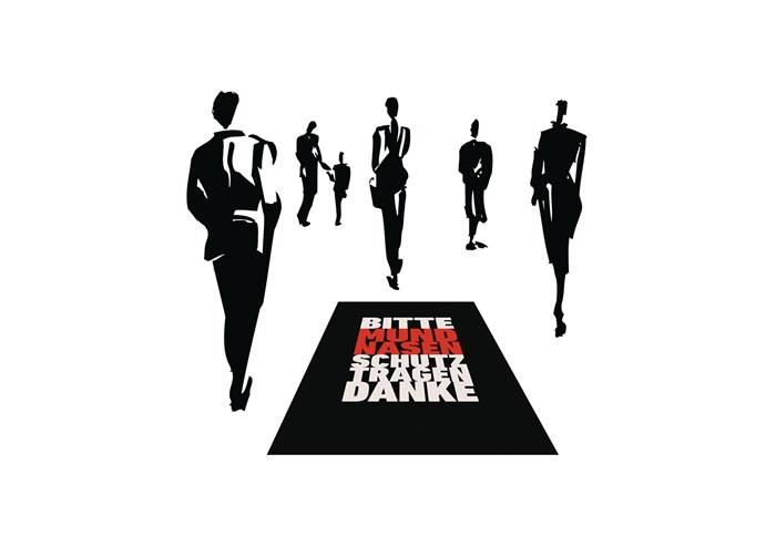 Schmutzfangmatte Mundschutz tragen rot/schwarz PA L1500xB900xS6mm MILTEX