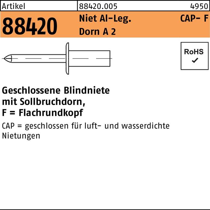 GESIPA Blindniete R 88420 Flachrundkopf 4 x 11 Niet Aluminium/Dorn A 2