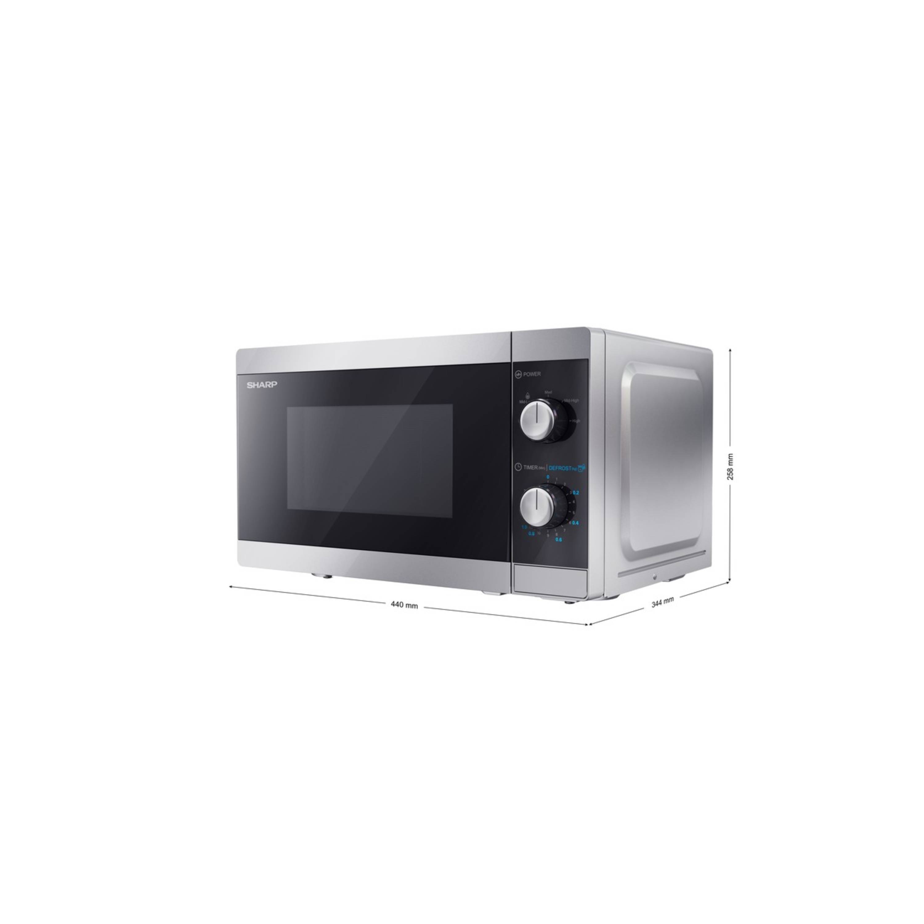 SHARP YC-MS01E-S – 20 Liter Mikrowelle (manuell steuerbar, 800W Mikrowelle mit Drehregler, 5 Leistungsstufen) - silber