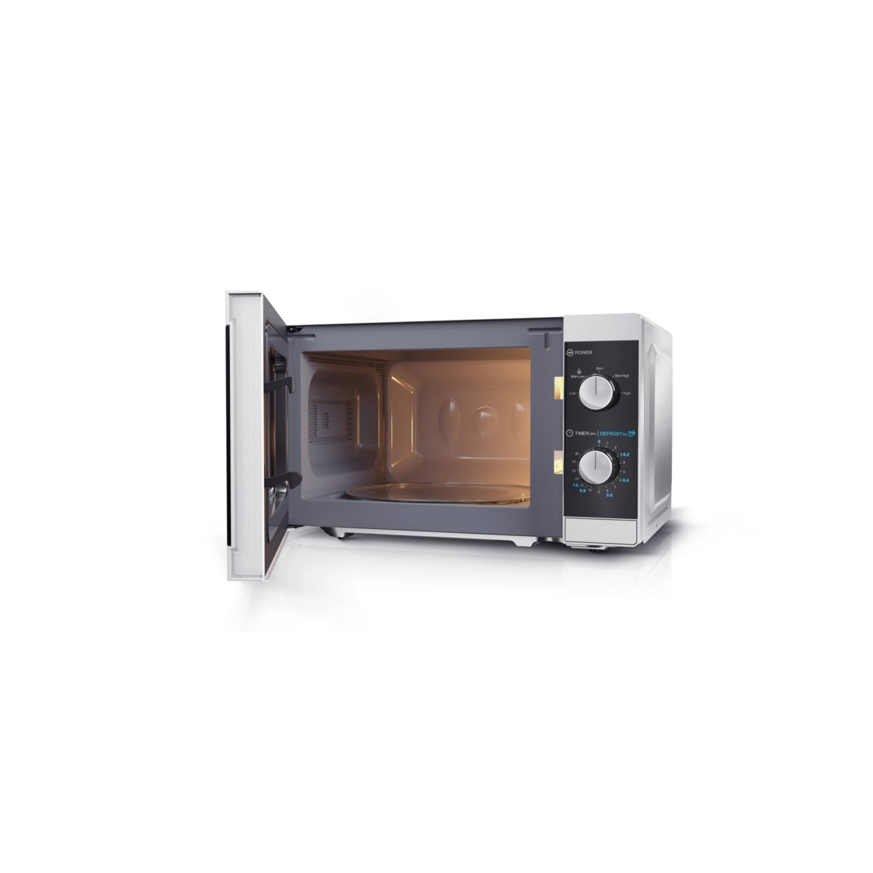SHARP YC-MS01E-S – 20 Liter Mikrowelle (manuell steuerbar, 800W Mikrowelle mit Drehregler, 5 Leistungsstufen) - silber
