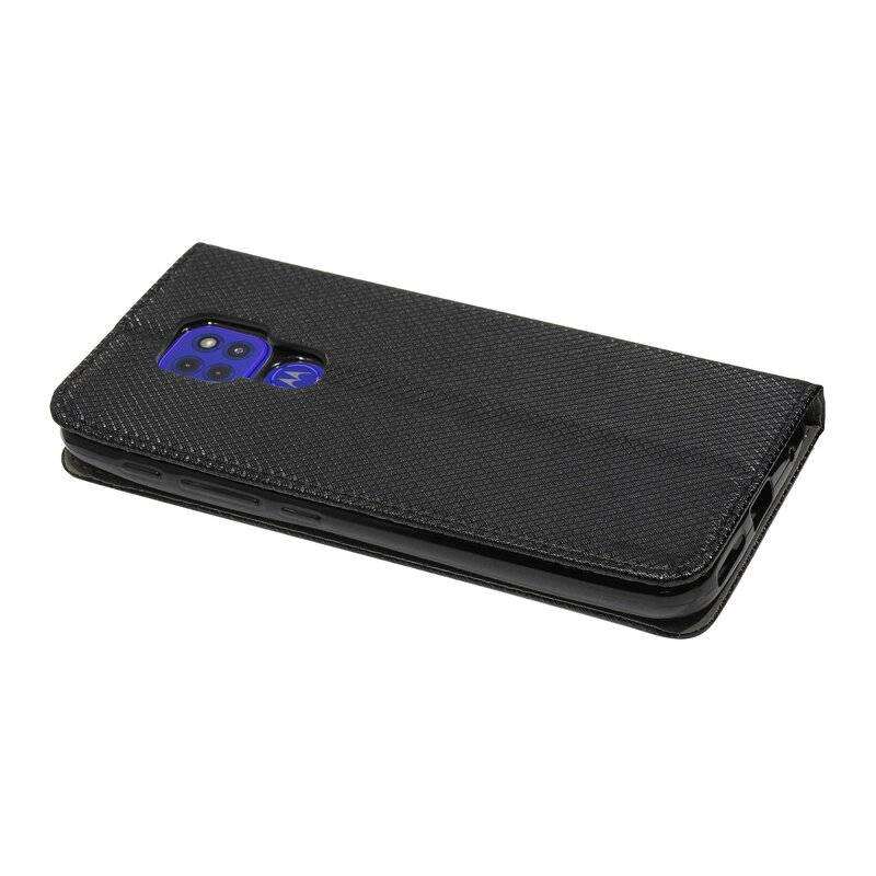Elegante Buch-Tasche Hülle Smart Magnet für MOTOROLA MOTO G9 PLAY Leder Optik Wallet Book-Style Cover Schale Schwarz