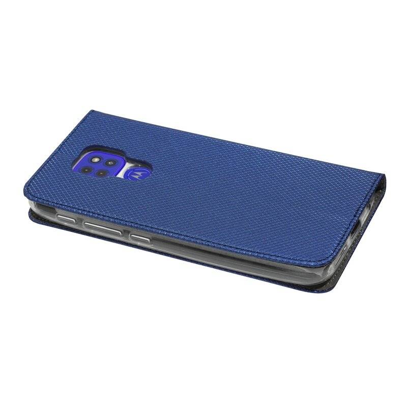 Elegante Buch-Tasche Hülle Smart Magnet für MOTOROLA MOTO G9 PLAY Leder Optik Wallet Book-Style Cover Schale Blau