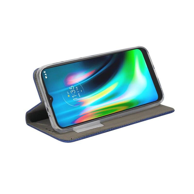 Elegante Buch-Tasche Hülle Smart Magnet für MOTOROLA MOTO G9 PLAY Leder Optik Wallet Book-Style Cover Schale Blau