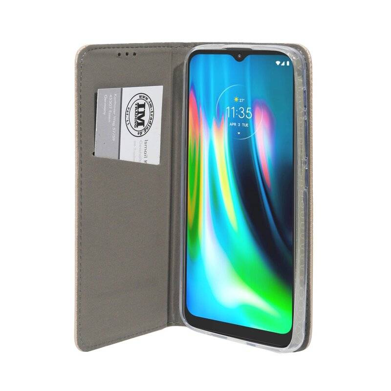 Elegante Buch-Tasche Hülle Smart Magnet für MOTOROLA MOTO G9 PLAY Leder Optik Wallet Book-Style Cover Schale Gold