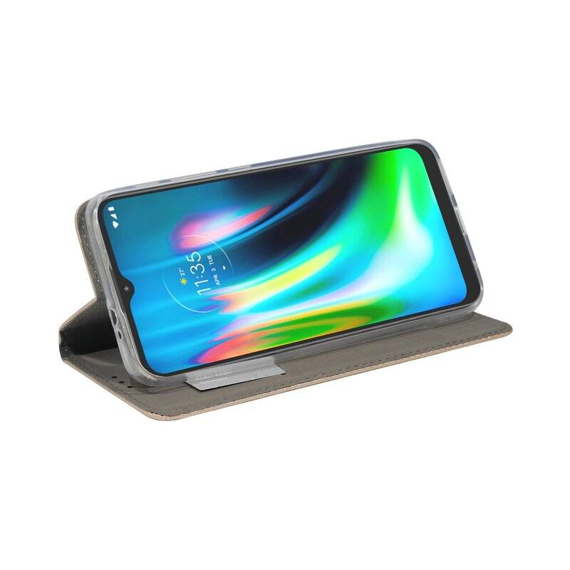 Elegante Buch-Tasche Hülle Smart Magnet für MOTOROLA MOTO G9 PLAY Leder Optik Wallet Book-Style Cover Schale Gold