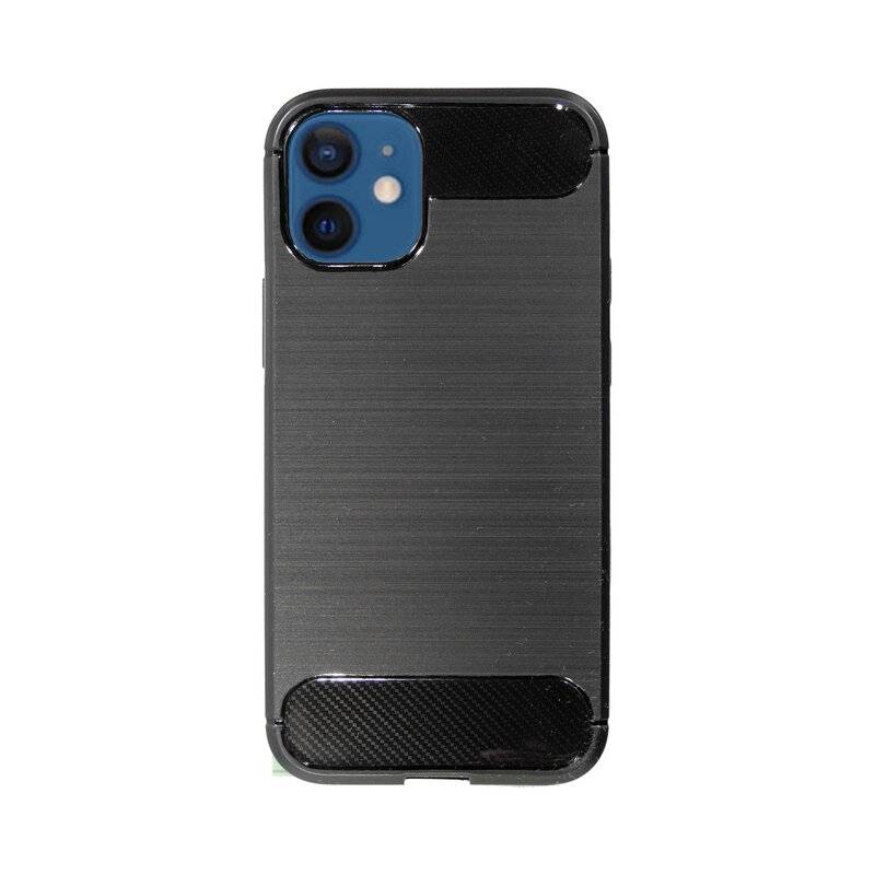 Silikon Hülle Bumper Carbon für iPhone 12 Case TPU Soft Handyhülle Cover Schutzhülle Schwarz