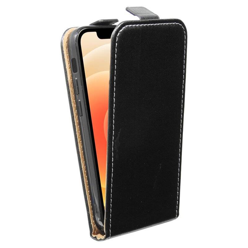 Flip Case für iPhone 12 Mini Handy Tasche vertikal aufklappbar Schutzhülle Klapp Hülle Schwarz