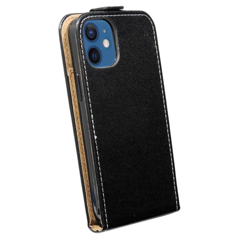 Flip Case für iPhone 12 Mini Handy Tasche vertikal aufklappbar Schutzhülle Klapp Hülle Schwarz