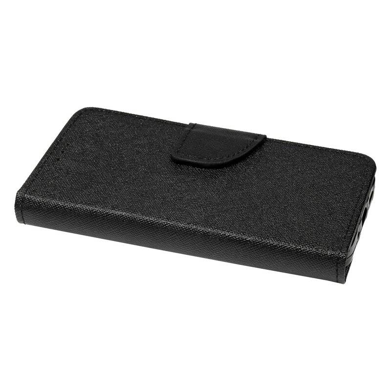 Buch Tasche "Fancy" für iPhone 12 Mini Handy Hülle Etui Brieftasche Schutzhülle mit Standfunktion, Kartenfach Schwarz