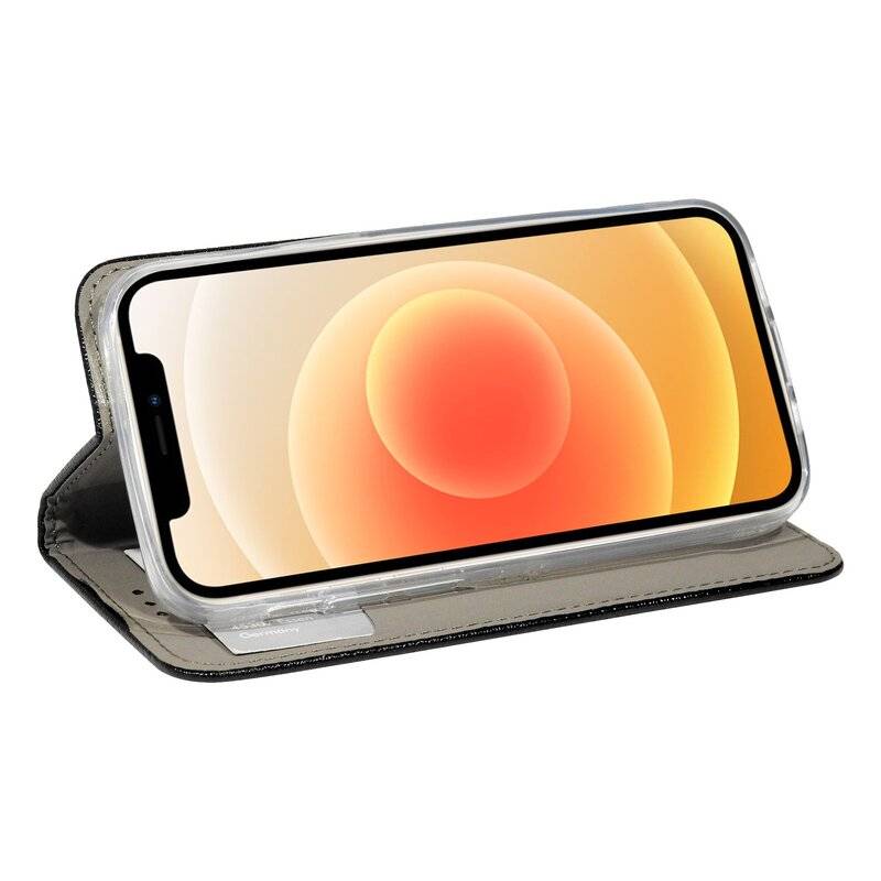Buch Tasche "Smart" für iPhone 12 Mini Handy Hülle Etui Brieftasche Schutzhülle mit Standfunktion, Kartenfach Schwarz