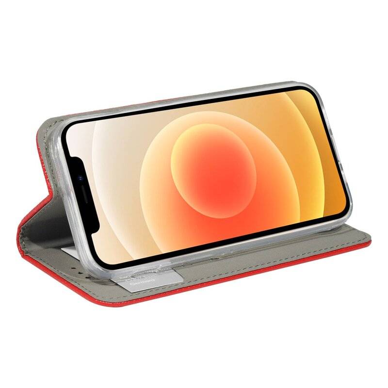 Buch Tasche "Smart" für iPhone 12 Mini Handy Hülle Etui Brieftasche Schutzhülle mit Standfunktion, Kartenfach Rot