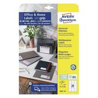 AVERY ZWECKFORM - Avery 3481-10, Weiß, Selbstklebendes Druckeretikett, A4, Papier, Laser/Inkjet, Dauerhaft