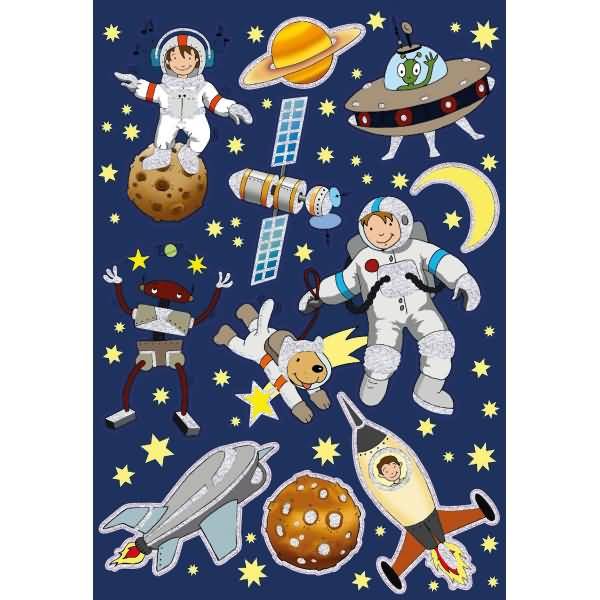Große Sticker -Weltall- bunt 10 Stück