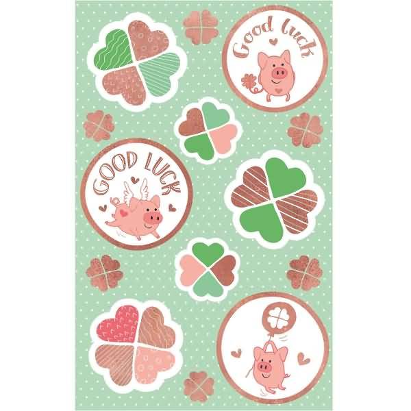 Creative Papier-Sticker Good Luck 14 Stück bunt 1 Bogen