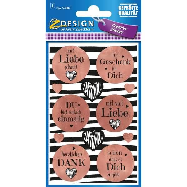 Creative Papier-Sticker Gute Wünsche 12 Stück bunt 1 Bogen