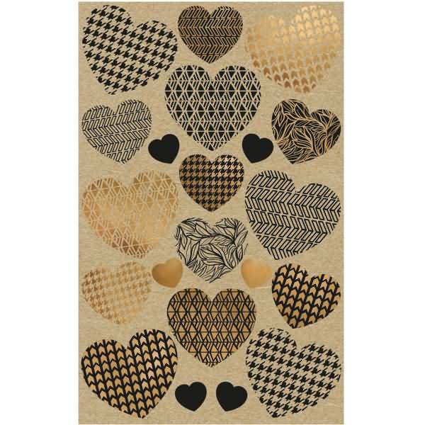 Creative Papier-Sticker Naturlook -Herzen- 21 Motive braun schwarz gold,