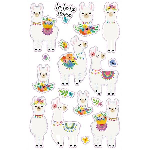 Glitter Stickers Alpaka 16 Motive bunt 16 Stück