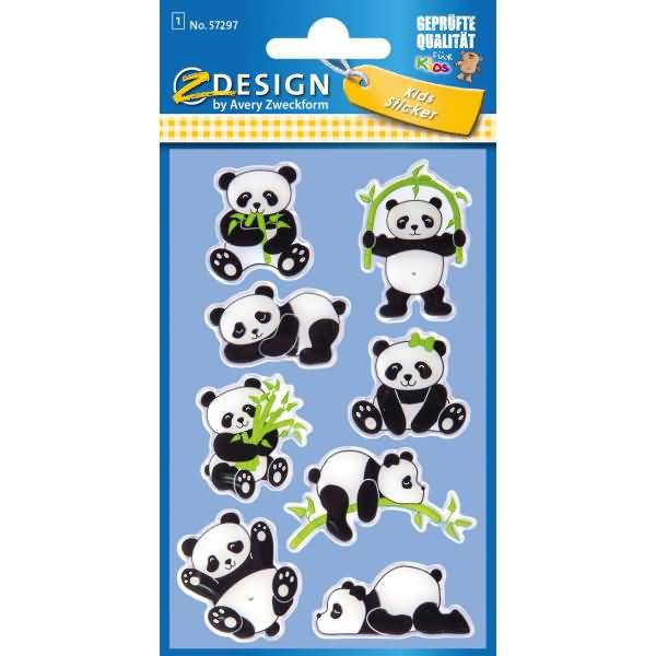 Glossy Sticker Panda 8 Stück bunt 1 Bogen