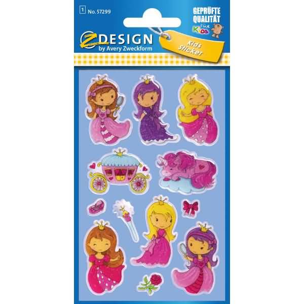 Glossy Sticker Prinzessin 12 Stück bunt 1 Bogen