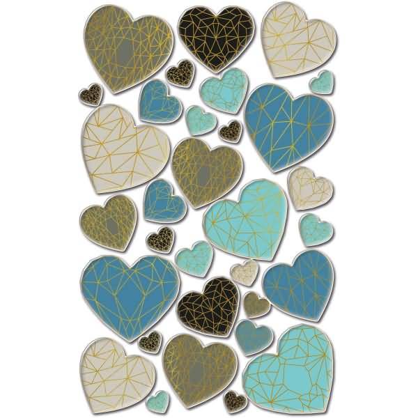 Puffy Sticker Herzen mit 3D Effekt 32 Motive bunt
