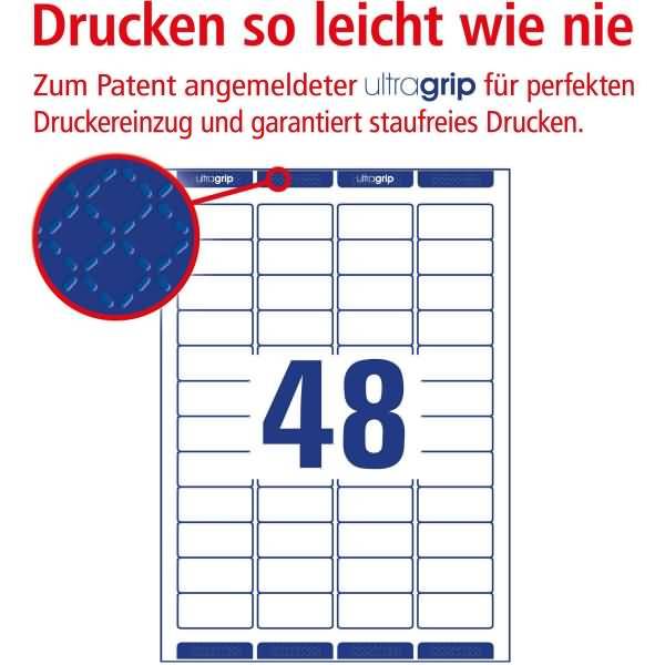 Adressetiketten ultragrip 45,7x21,2mm weiß 480 Etiketten