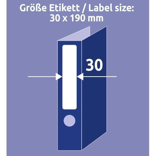 Ordner-Einsteckschilder 30x190mm schmal mikroperforiert weiß VE=90 Schilder