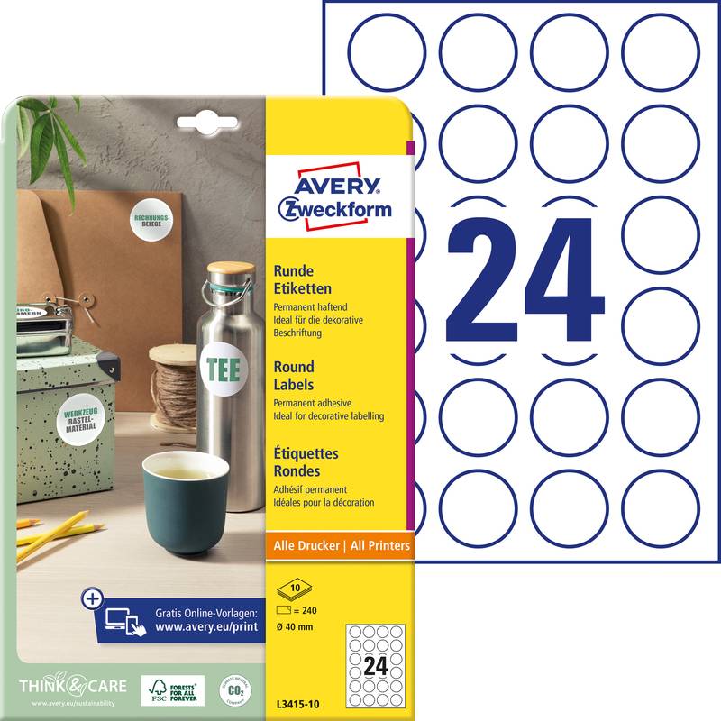 AVERY Zweckform Kennzeichnungs-Etiketten, Durchmesser: 40 mm