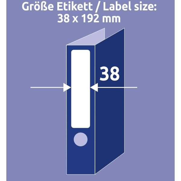 Ordnerrücken-Etiketten kurz/schmal 38x192mm RC weiß VE=70 Etiketten