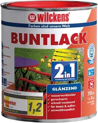Buntlack 2in1, 750 ml glänz., feuerrot RAL3000