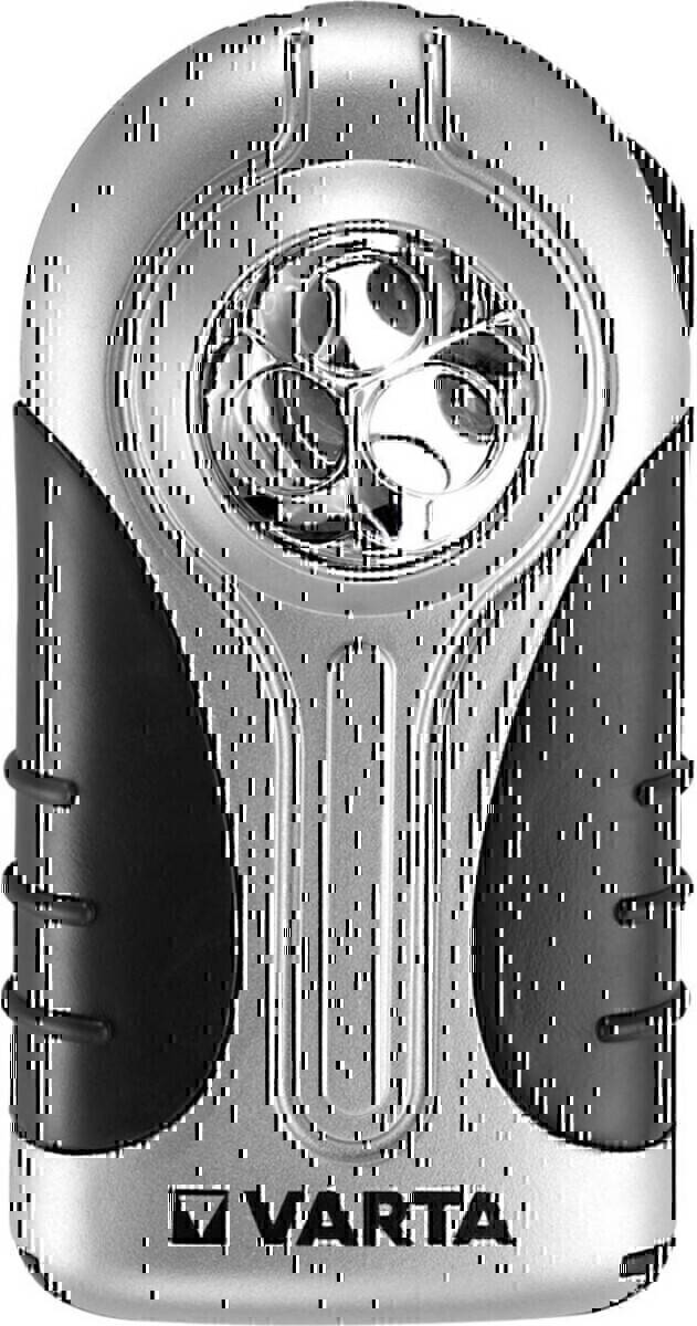 Taschenlampe mit drei LED-Leuchtmitteln und einer strukturierten Griffoberfläche an den Seiten.