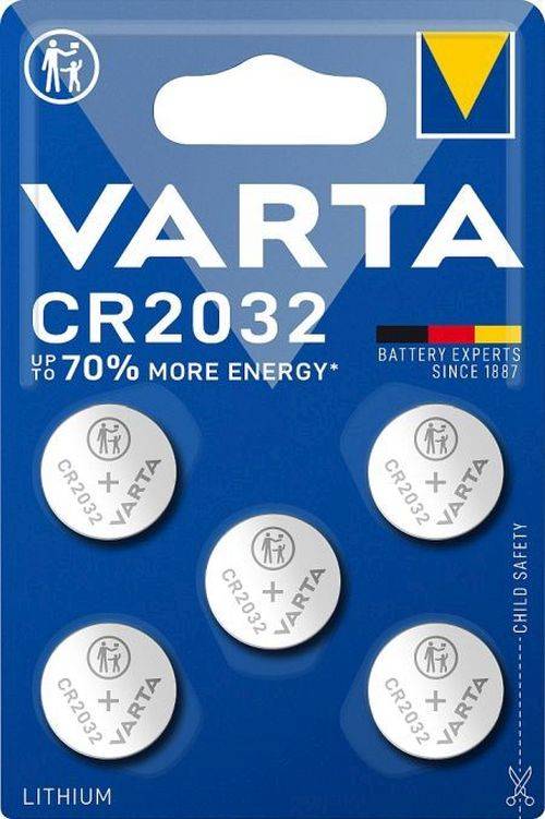 VARTA Batterie Lithium, Knopfzelle, CR2032, 3V, Retail Blister VE: 5 Stück