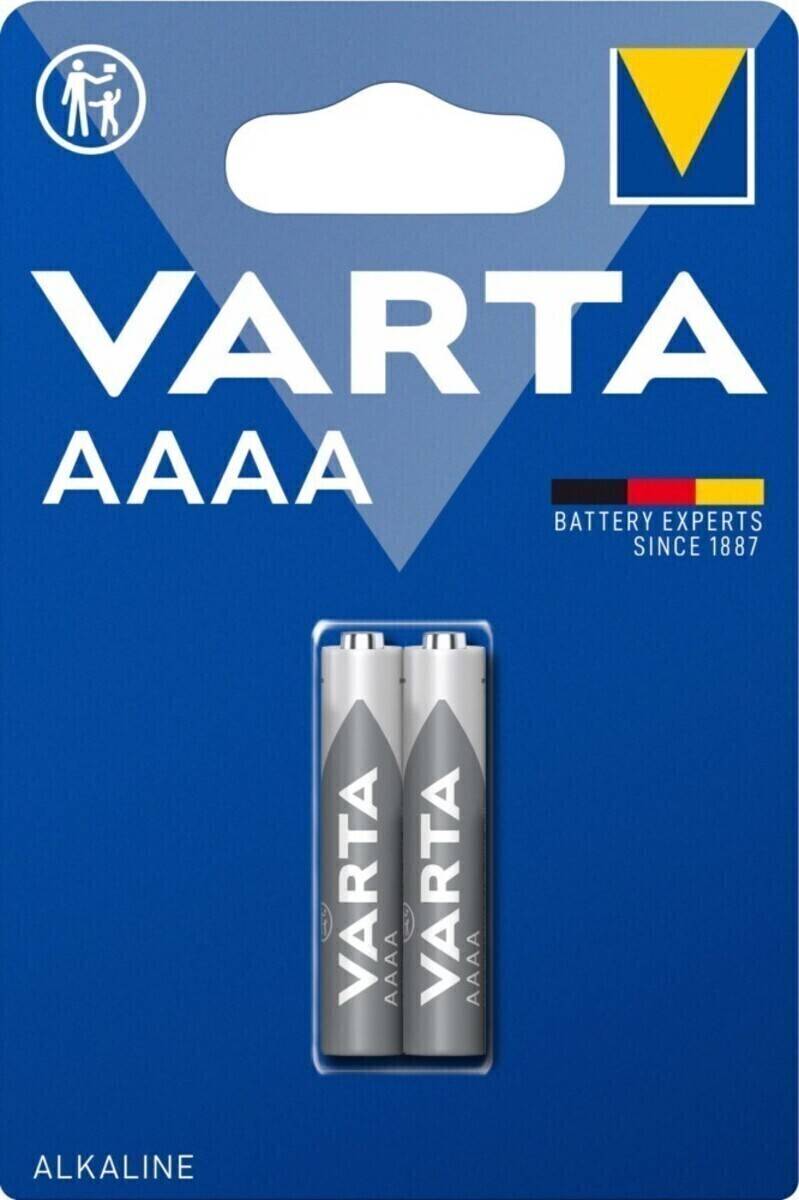 VARTA AAAA Batterien-Verpackung mit zwei Batterien. Text lautet: 
