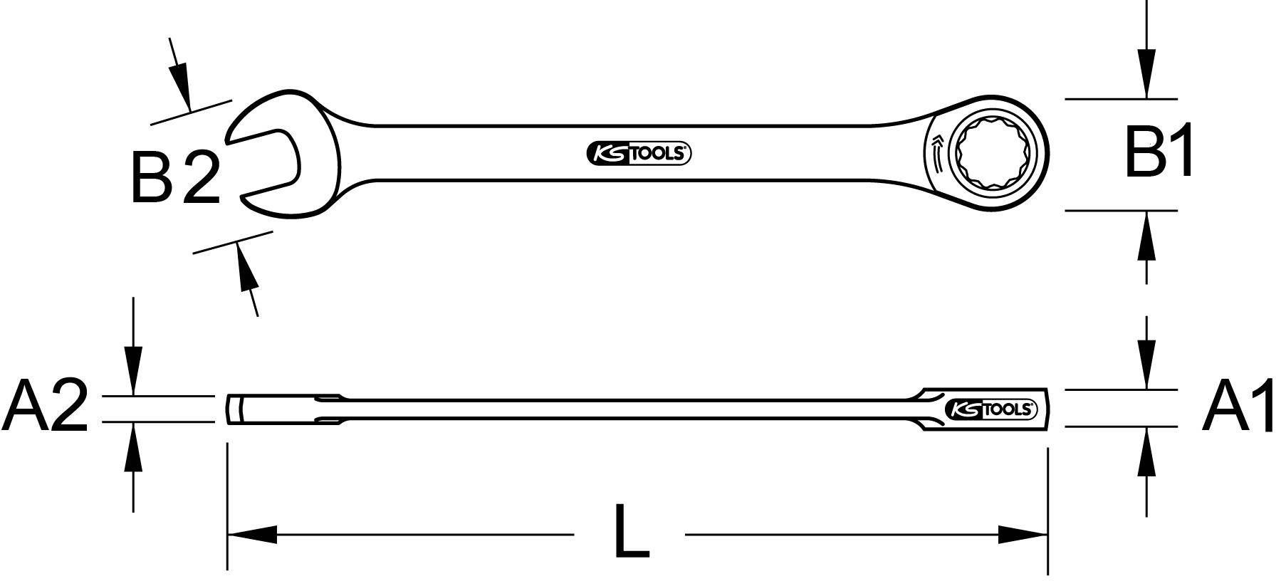 KS TOOLS DUO GEARplus Ringmaulschlüssel,Maul-Ratschenfunktion 17mm