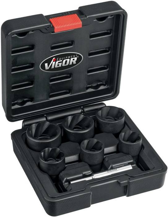 Spiralnutenausdrehereinsatz, V3741, 7-tlg.Sort., Antr. 4k.hohl 12,5mm 1/2Zoll