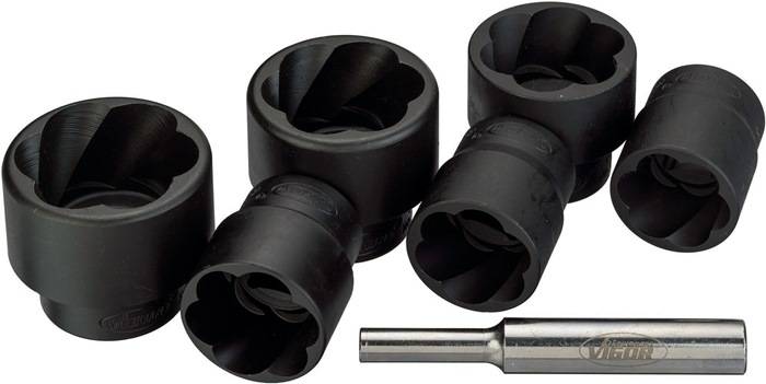 Spiralnutenausdrehereinsatz, V3741, 7-tlg.Sort., Antr. 4k.hohl 12,5mm 1/2Zoll