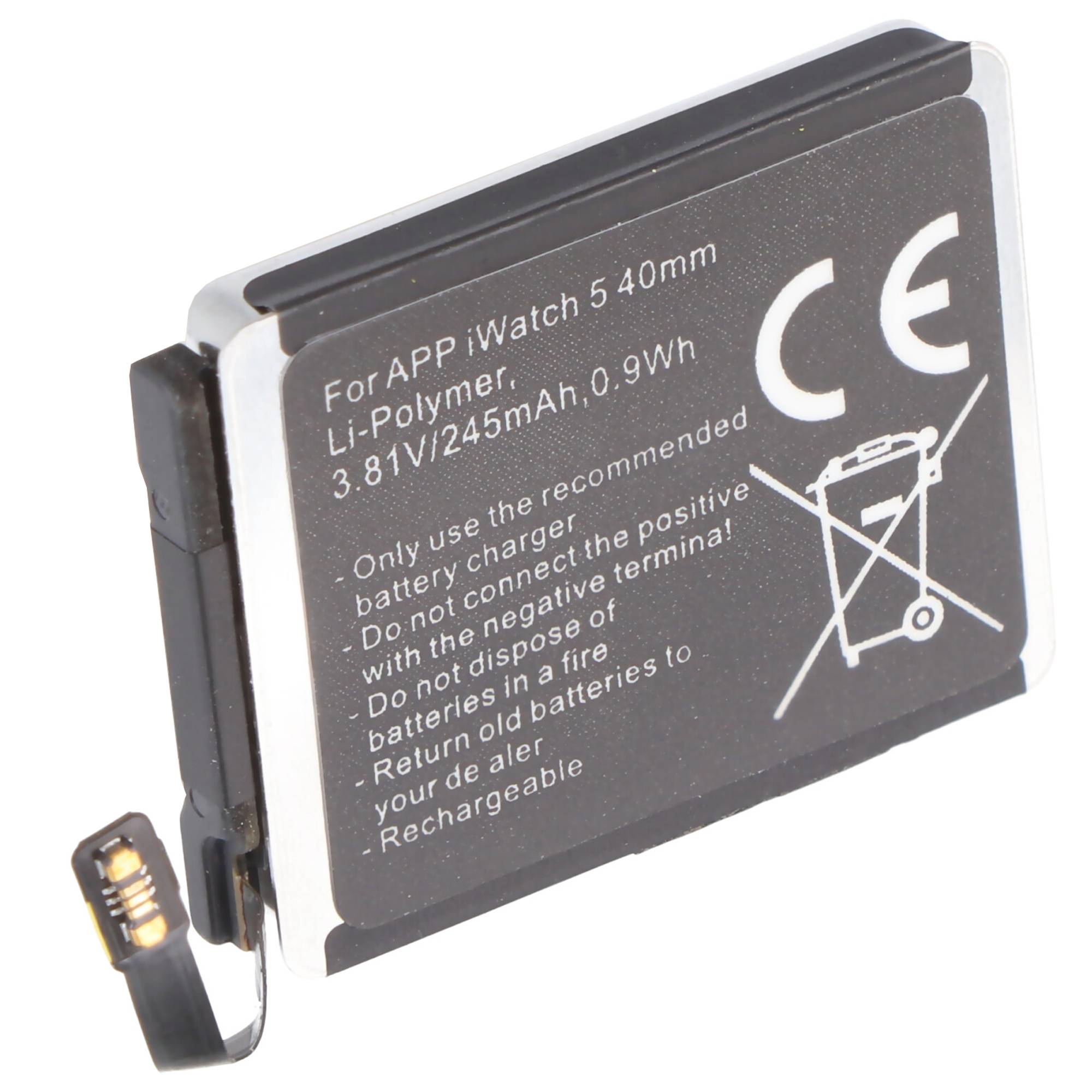 Akku passend für Apple Watch 5 40mm A2277, A2092, MWWP2LLA Li-Polymer 3,81V built-in ohne Werkzeug