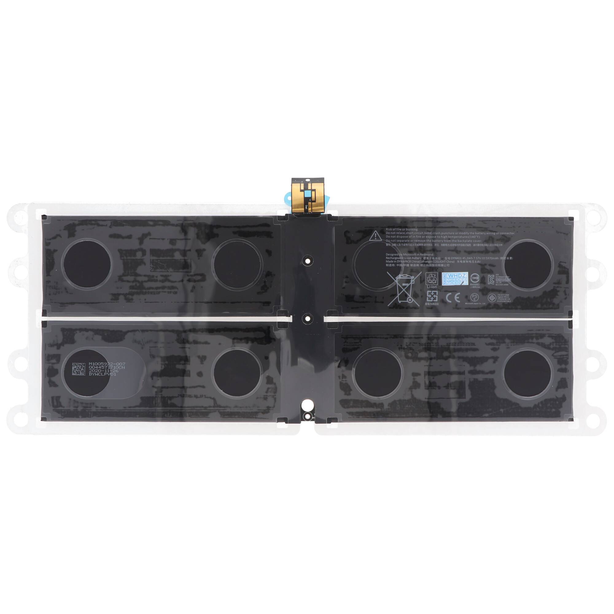 Akku passend für Microsoft Laptop 1769, Surface 1769, Li-Polymer, 7,57V, 5970mAh, 45,2Wh, built-in, ohne Werkzeug