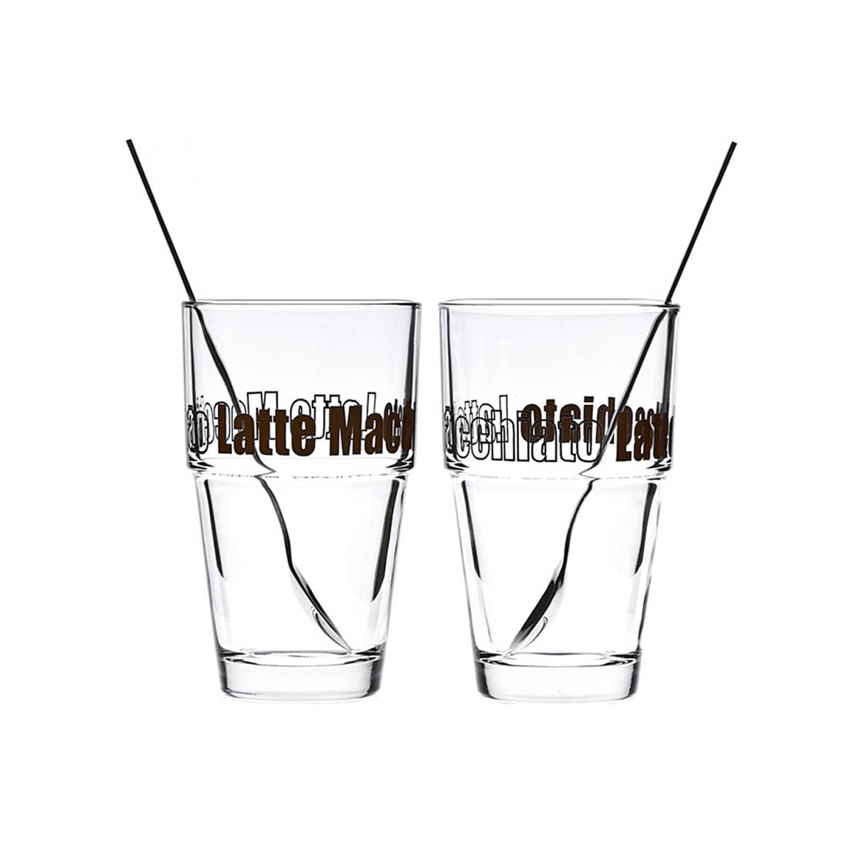 LEONARDO 042555 Solo Latte-Macchiato-Becher mit Löffel, 400 ml, klar, 4-teilig (1 Set)