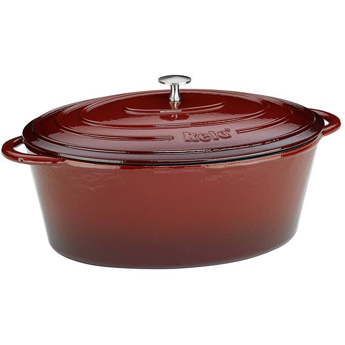 kela 11943 Bräter "Calido" Gusseisen, 9 Liter, 35 x 28,5 x 14,5 cm, rot