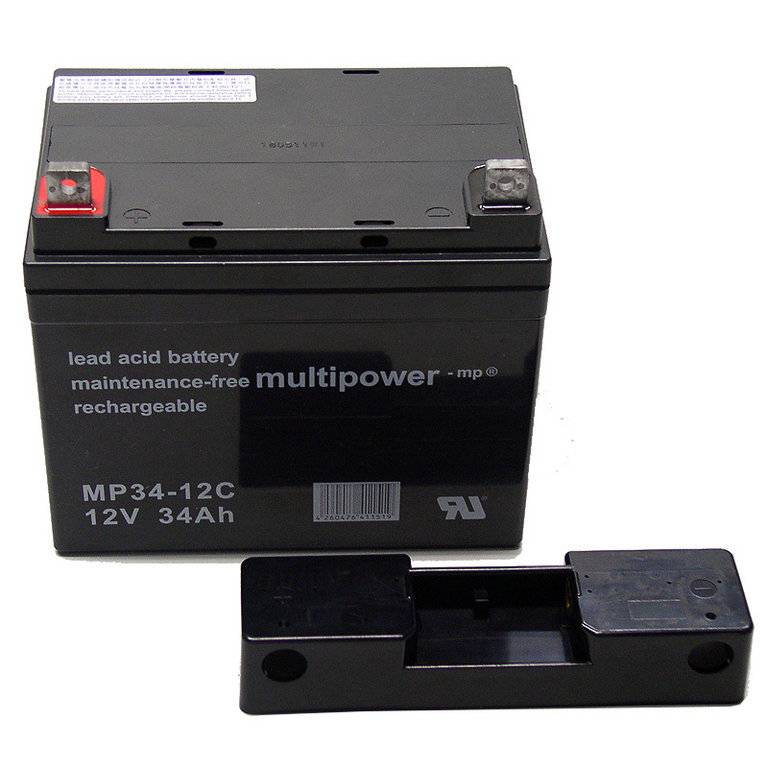 MP34-12C Multipower AGM-Akku Zyklentyp 12V 34Ah mit Aufsatz für POWAKADDY