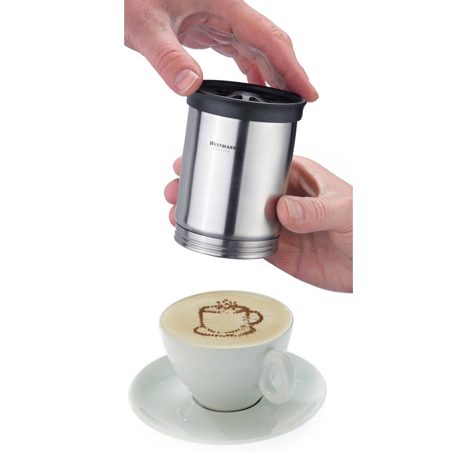 Westmark Dekorier- & Kakaostreuer aus Edelstahl, inkl. 4 Motive, silber