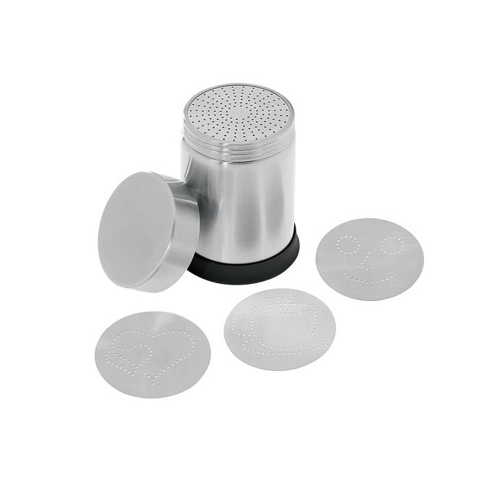 Westmark Dekorier- & Kakaostreuer aus Edelstahl, inkl. 4 Motive, silber